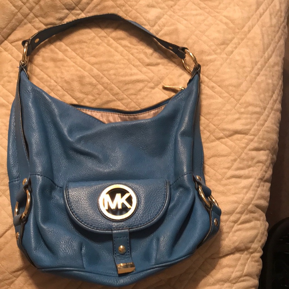 MK blue one strap leather handbag